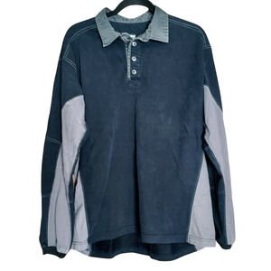 Kuhl Men's Long Sleeve Black Gray Organic Cotton Button Polo Shirt Gorpcore XXL